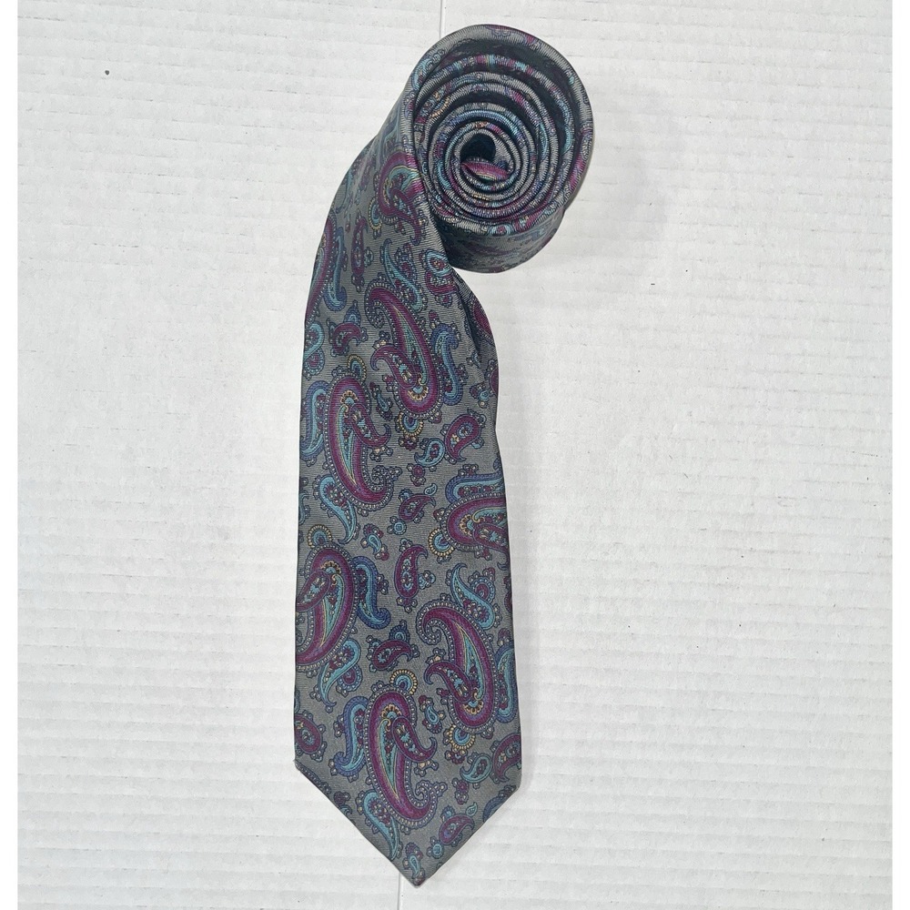 Vintage Carson Pirie‎ Scott Tie Men's OS Gray Paisley Easter Professional Office